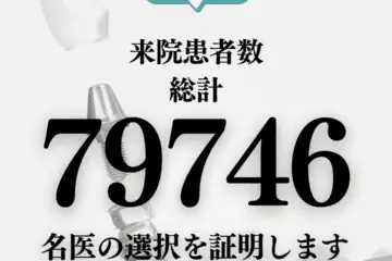 画像のオルトタグ：来院患者数総計79746、名医の選択を証明します。