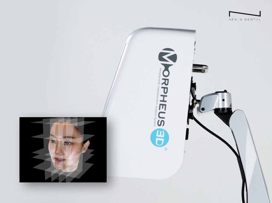 Advanced Morpheus 3D dental and facial scanner capturing a detailed 3D image of a face in New H Dental clinic. • KOREA NEW N DENTAL CLINIC